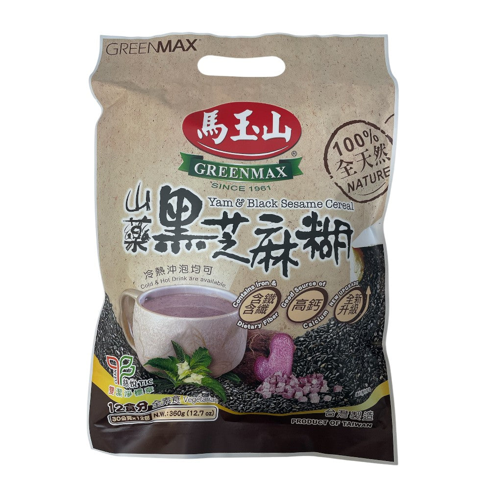 Greenmax Yam & Black Sesame Cereal 360g (12 x 30g Sachets) – Taiwanese Instant Grain Drink