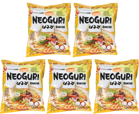 Nongshim Neoguri Mild Seafood Instant Ramyun Noodles (5 x 120g)