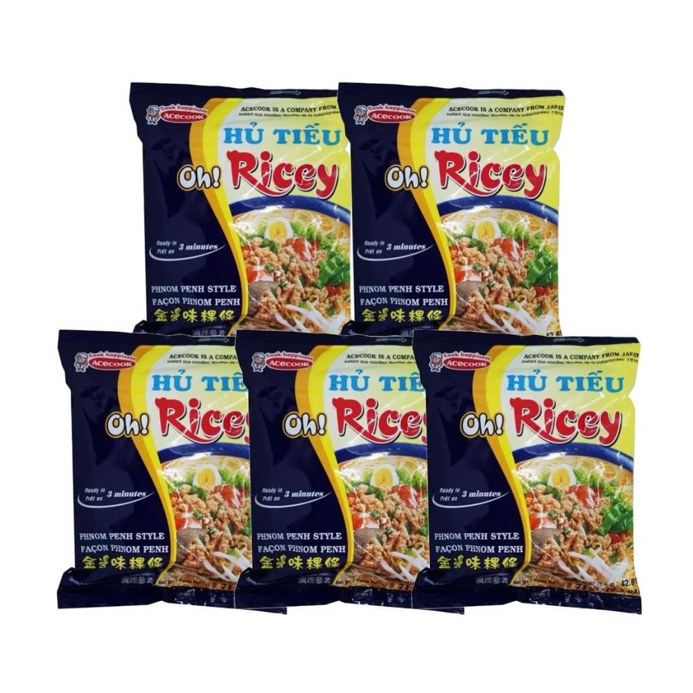 Acecook Oh! Ricey Instant Noodles Soup 70g x 5 Packs - Pho Bo I Pho Ga I Rib I Phnom Penh - Xihaha Oriental Food & Gifts