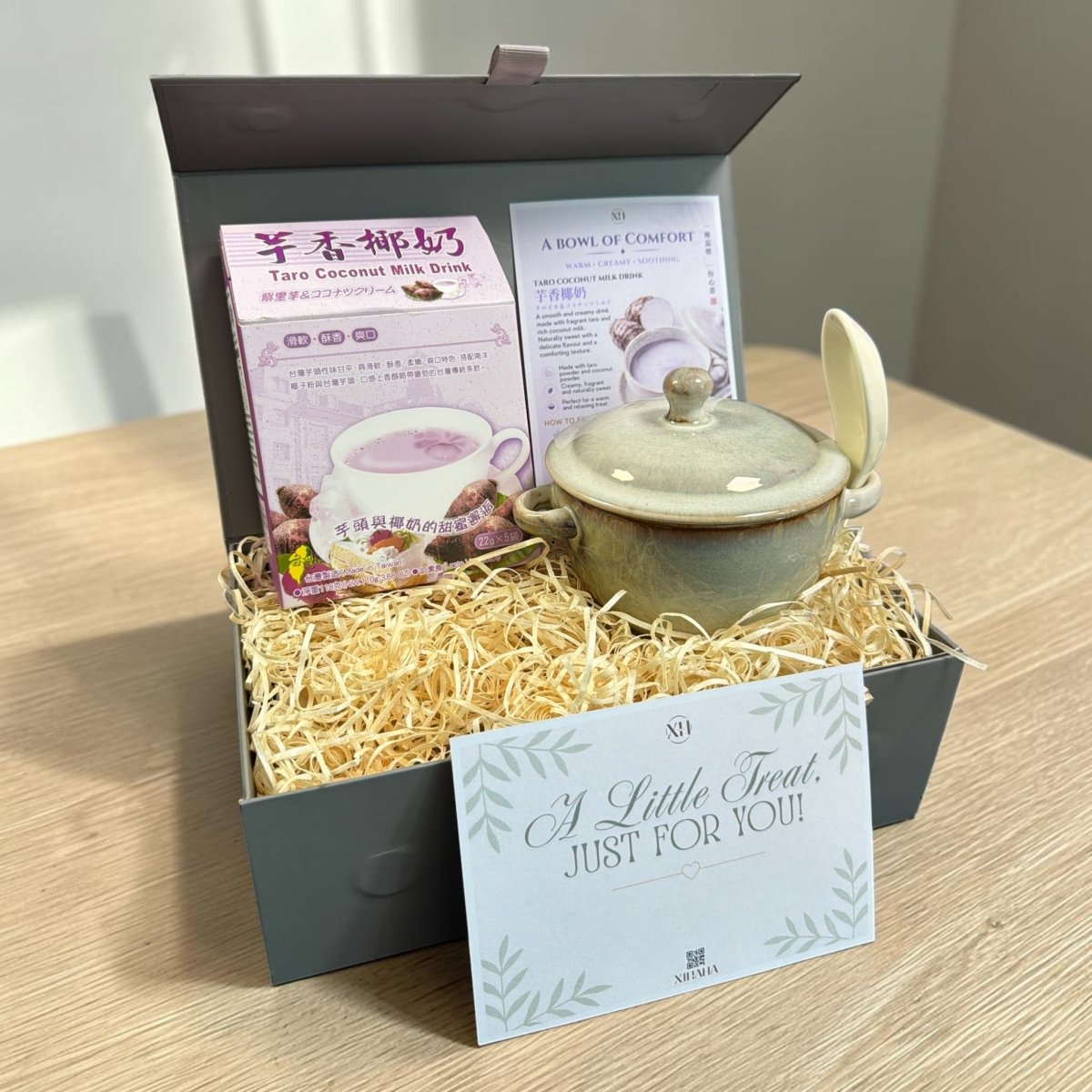 Asian Comfort Bowl Gift Set – Ceramic Bowl with Black Sesame Cereal Drink or Taro Coconut Milk Drink - Xihaha Oriental Food & Gifts