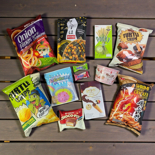 Asian Snack Gift Box – Korean & Japanese Treats | Pocky, Turtle Chips, Hi - Chew | Fun Food Gift Hamper - Xihaha Oriental Food & Gifts