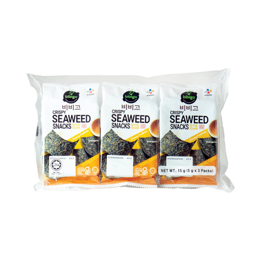 CJ Bibigo Crispy Seaweed Snacks Sesame Flavour 15g (Pack of 3)