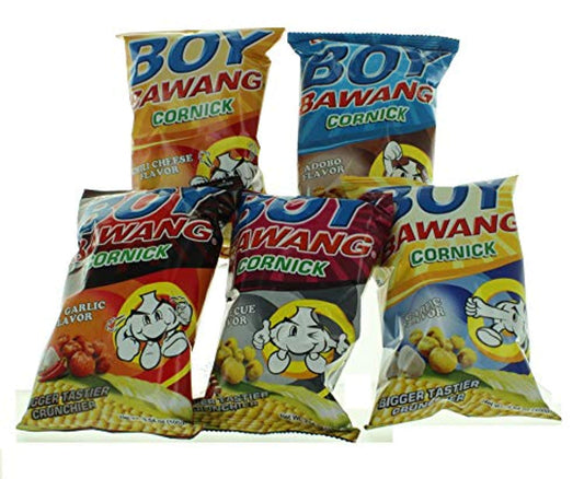 Boy Bawang Cornick Snack Mixed (BBQ, Garlic, Hot Garlic, Adobo & Lechon Manok) (Pack of 5)