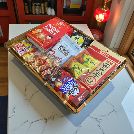 “Golden Blessings” Chinese New Year Snack Hamper Basket - Xihaha Oriental Food & Gifts