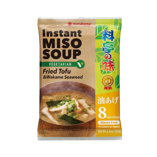 Marukome Instant Miso Soup Wakame Fried Tofu, Vegan, Gluten Free 152g (8 Sachets)