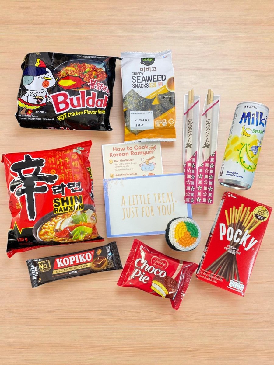 Korean Instant Noodle Snack Hamper with Plushie | Uni Student Comfort Gift - Xihaha Limited