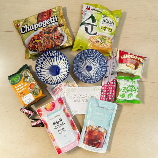 Korean Ramyun Gift Box for Two | Date Night Noodle Kit | Ramyun Snack Hamper | Korean Food Gift | Anniversary Gift Set - Xihaha Oriental Food & Gifts