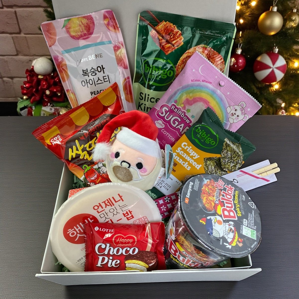Korean Rice & Snack Gift Box with Optional Plushie (Christmas Edition) - Xihaha Oriental Food & Gifts