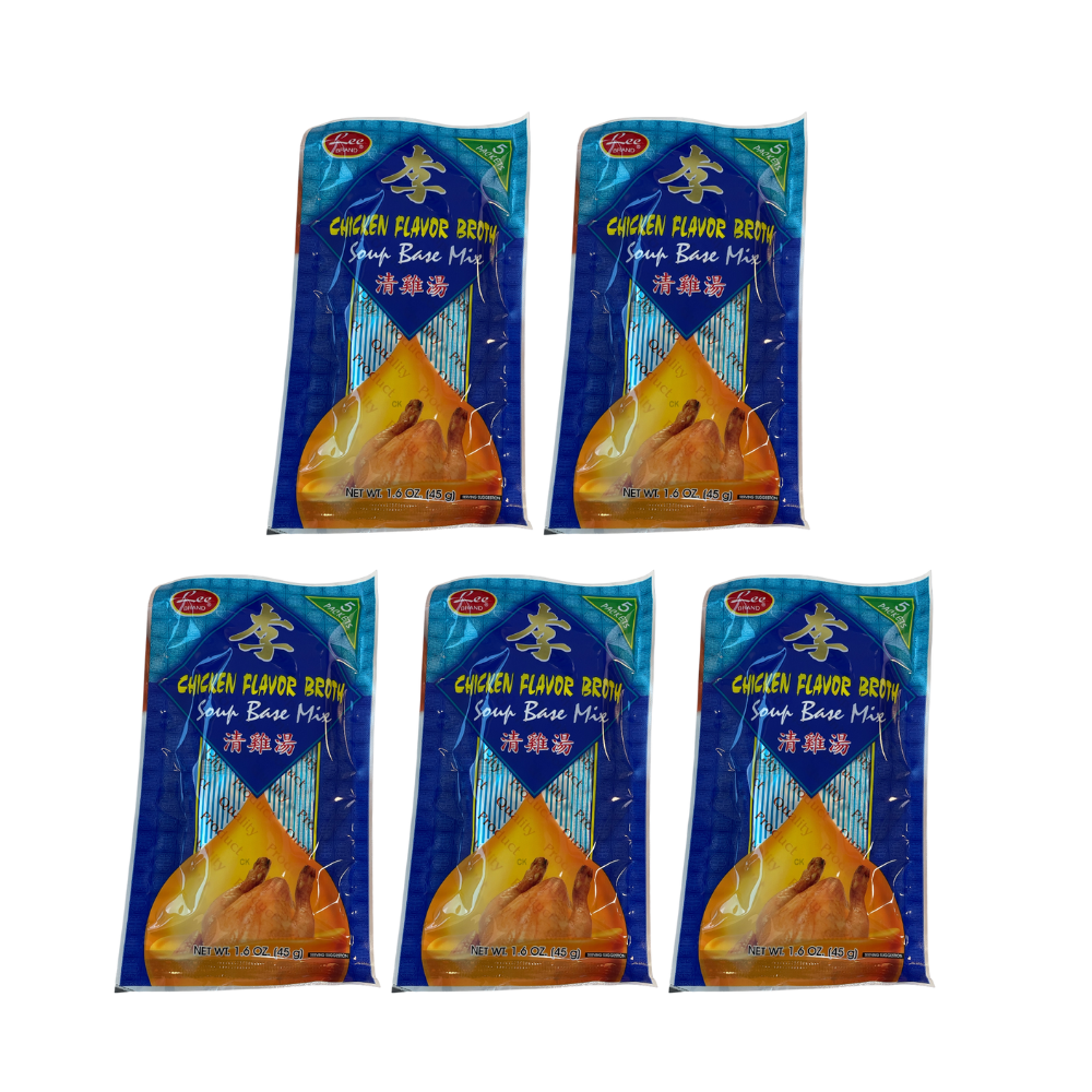 Lee Brand Chicken Flavor Broth Soup Base Mix 45g | 3 packs | 5 Packs - Instant Chicken Stock Powder for Soup & Noodles - Xihaha Oriental Food & Gifts