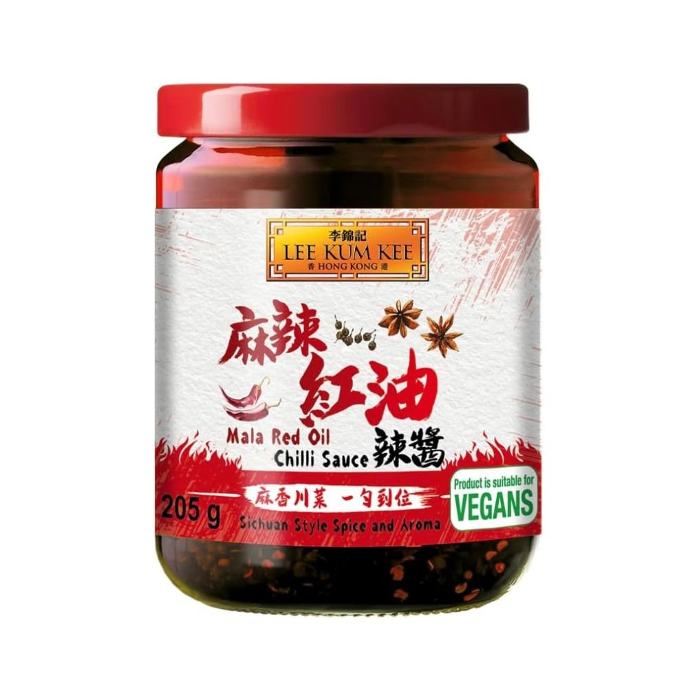 Lee Kum Kee Mala Chilli Oil Sauce, Vegan 205g – Sichuan Spicy Red Oil for Noodles, Dumplings, Hot Pot & Dipping - Xihaha Oriental Food & Gifts