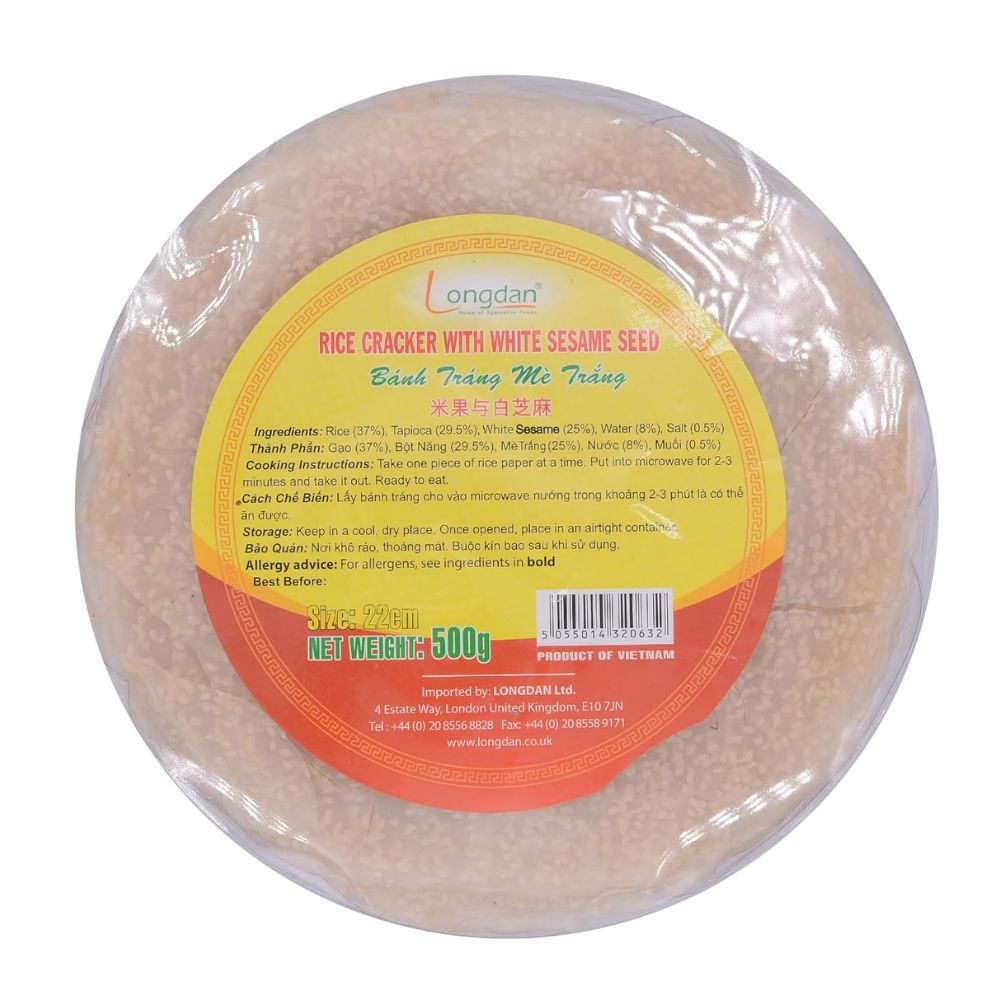 Longdan Rice Cracker with White Sesame, 500g - Xihaha Oriental Food & Gifts