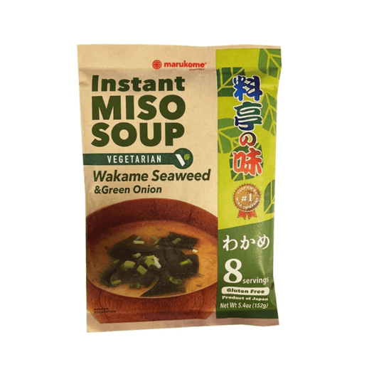 Marukome Instant Miso Soup with Wakame Seaweed & Green Onions (Vegetarian. Gluten Free) 152g (8 Sachets inside)