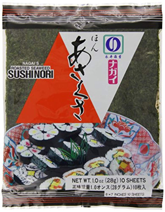 Nagai Roasted Sushi Nori Seaweed Red 28g (10 Sheets)