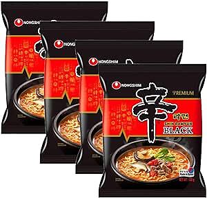 Nong Shim SHIN BLACK Spicy Ramyun Ramen Noodles, halal 130g x 4 packs - Xihaha Limited
