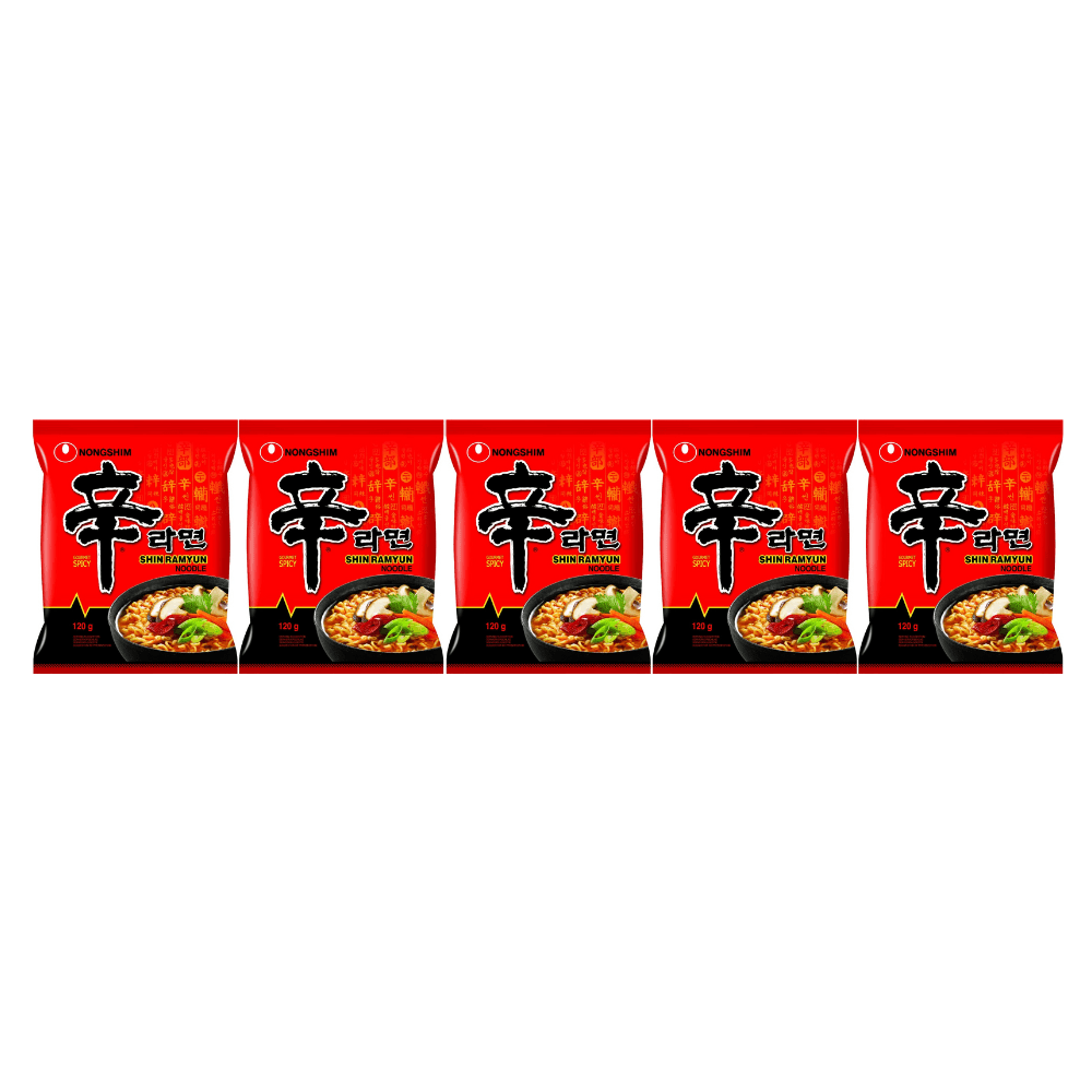 Nong Shim Shin Ramyun Noodle Soup Halal Korean 120g x 5 Packs - Xihaha Limited