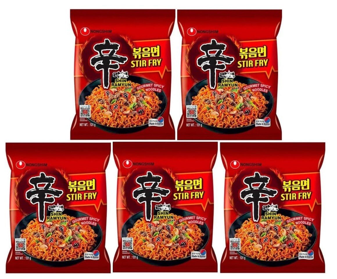 Nong Shim SHIN Ramyun Stir Fry Ramen Gourmet Spicy Noodles, Halal 131g x 5 Packs - Xihaha Limited