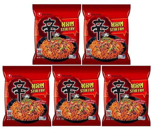 Nong Shim SHIN Ramyun Stir Fry Ramen Gourmet Spicy Noodles, Halal 131g x 5 Packs - Xihaha Limited
