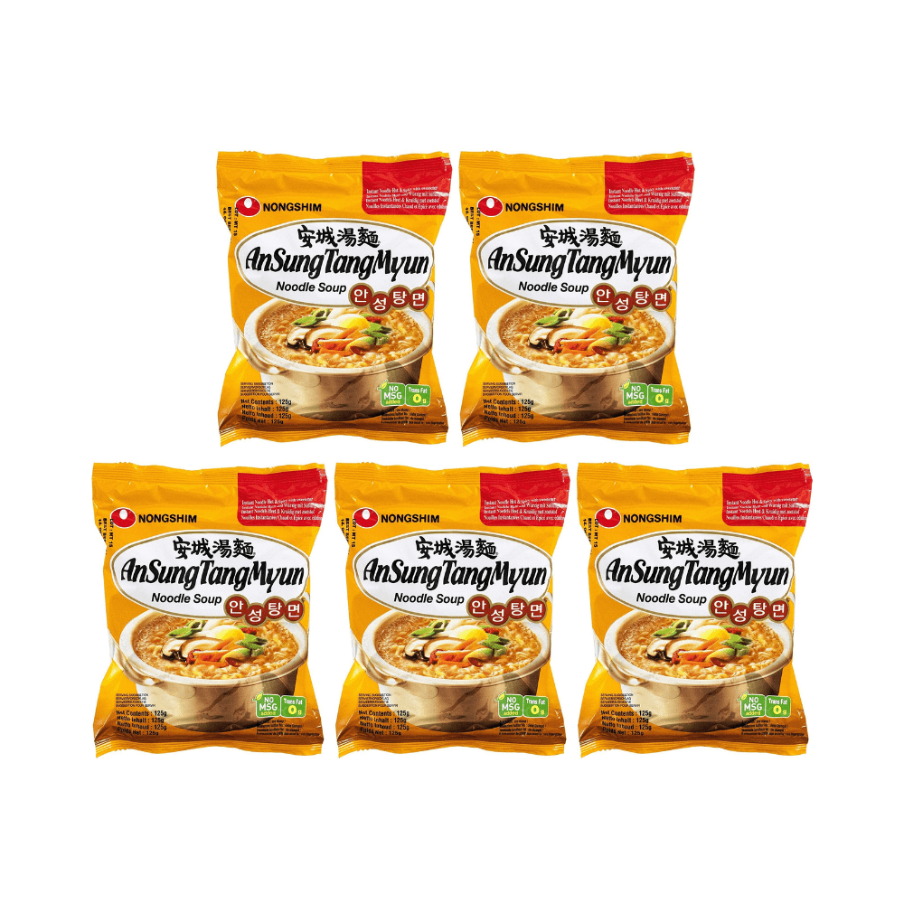 Nongshim Ansungtangmyun An Sung Tang Myum Hot & Spicy Ramyun Noodles (Pack of 5) - Xihaha Oriental Food & Gifts
