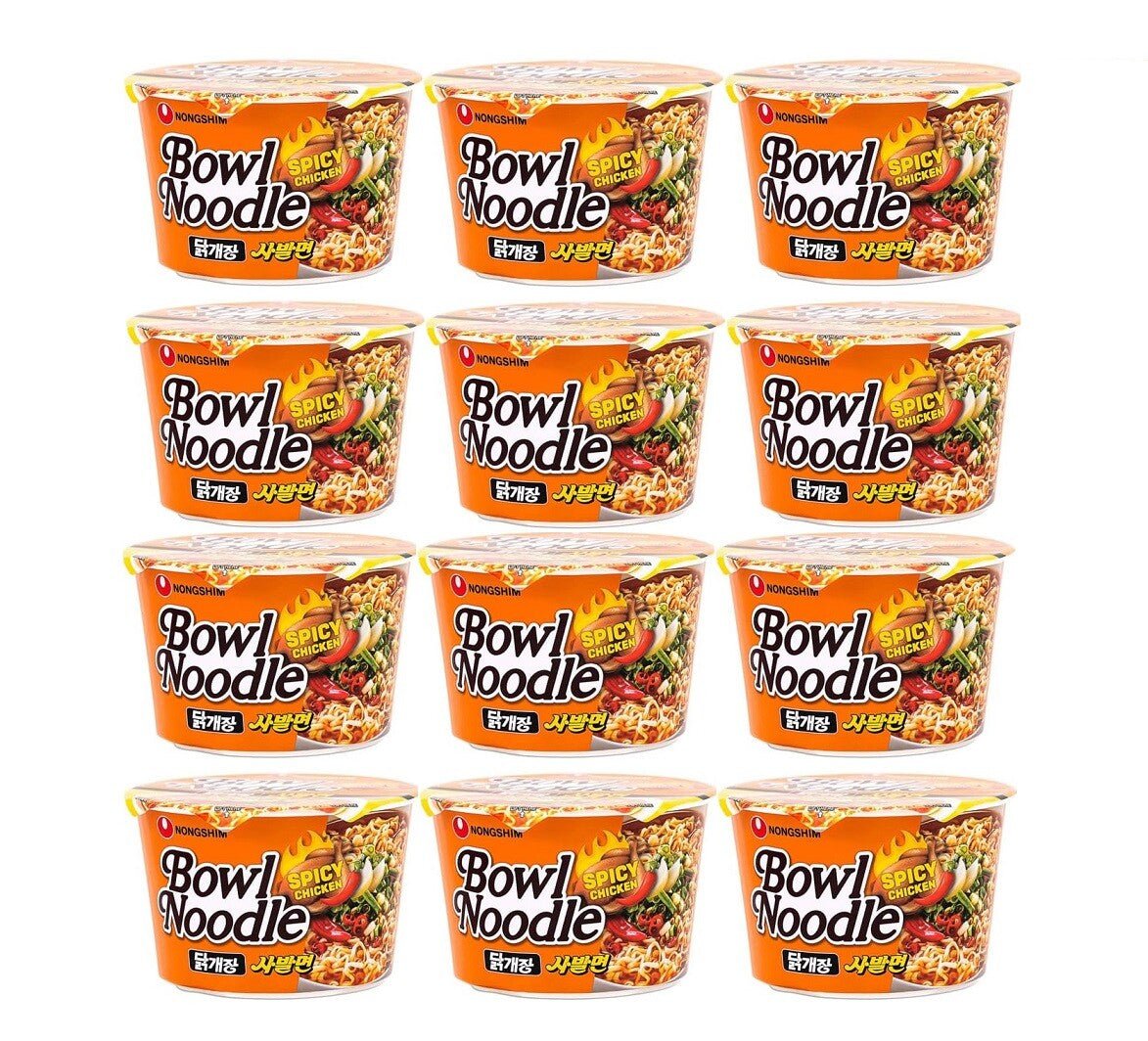 Nongshim Instant Noodles Spicy Chicken Bowl Noodle Soup 100G x 12 BOWLS - Xihaha Limited