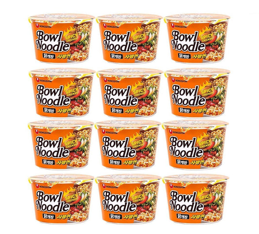 Nongshim Instant Noodles Spicy Chicken Bowl Noodle Soup 100G x 12 BOWLS - Xihaha Limited