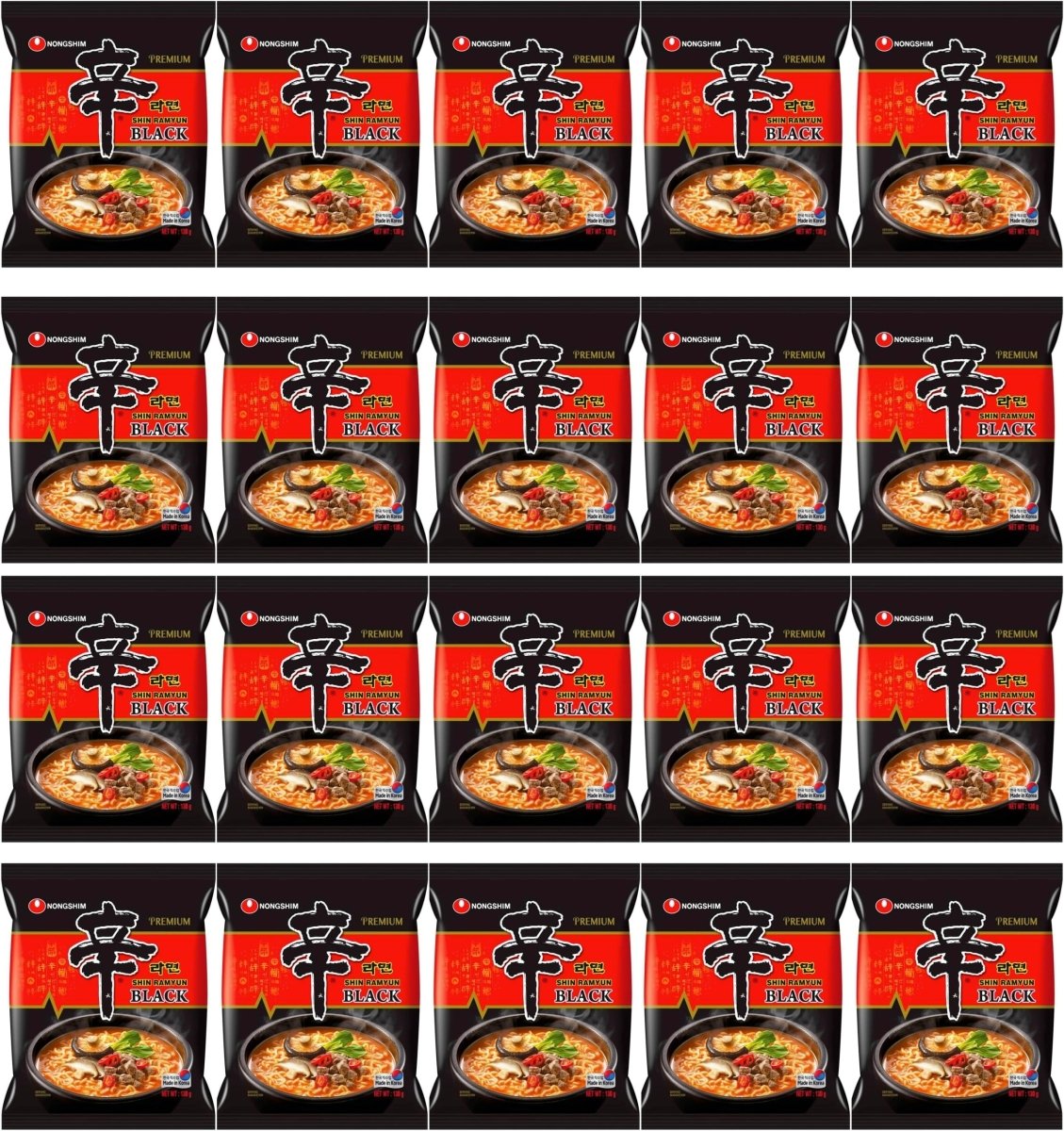 Nongshim Shin Black Ramyun Korean Premium Spicy Ramen Noodles, halal 130g (Pack of 20) - Xihaha Limited