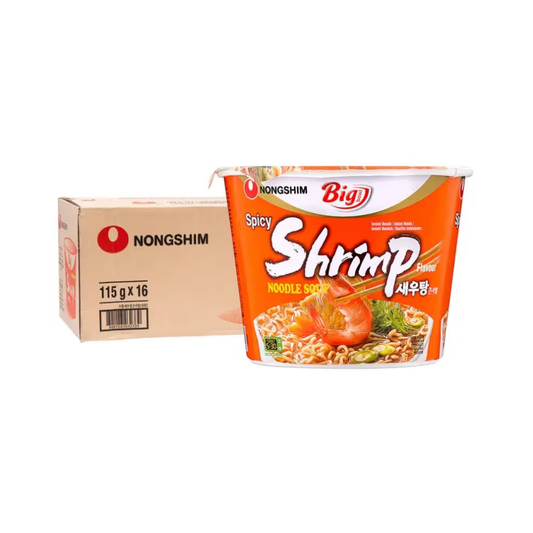 Nongshim Korean Shrimp Flavour Noodle 115g (Pack of 16 Bowls)