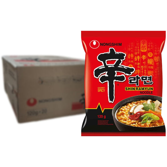 Nong Shim Shin Spicy Ramyun Noodle Soup 120g x 20 Packets Halal
