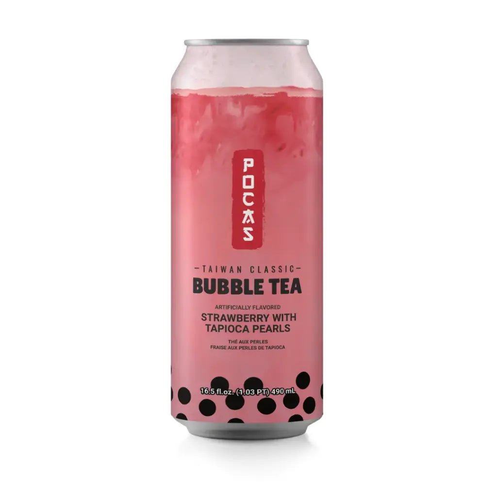POCAS Bubble Tea Strawberry with Tapioca Pearls Can Drink 490ml - Xihaha Oriental Food & Gifts