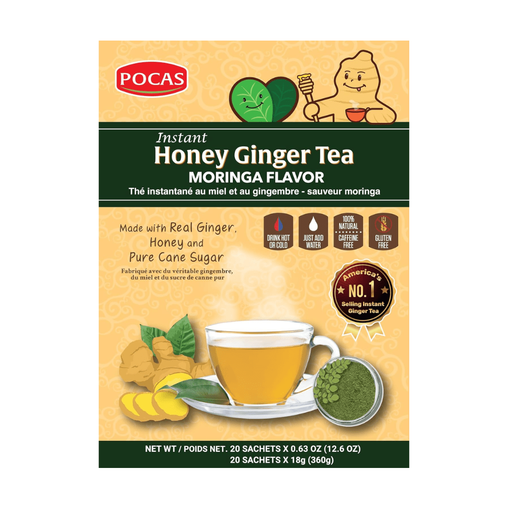 POCAS Instant Honey Ginger Tea – Moringa Flavour – 20 Sachets (360g) - Xihaha Oriental Food & Gifts