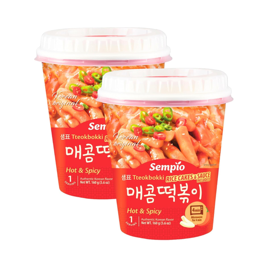 Sempio Instant Rice Cake Cup Tteokbokki Topokki Hot & Spicy Cup 160g x 2 packs *BBD Oct 2025*