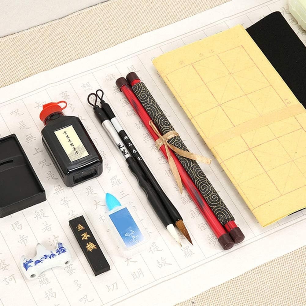 Traditional Chinese Calligraphy Set for Beginner Ink Paper InkStone Cloth Brush - Xihaha Limited