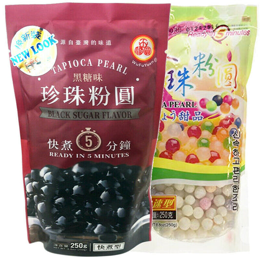 Wufuyuan Tapioca Pearl 250g Black & Coloured (Pack of 2)
