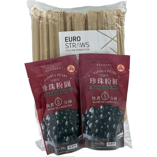 Wufuyuan Tapioca Pearl 250g with Straws (2 packs + 50 Straws)