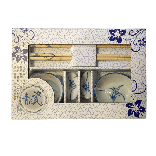 Xihaha Celadon Chopsticks Set – 6 - Piece Ceramic Dipping Dish & Chopstick Rest Set with Wooden Chopsticks, Asian Style Tableware Gift - Xihaha Oriental Food & Gifts