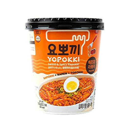 Yopokki Sweet & Mild Spicy Rapokki (Ramen Noodle + Tteokbokki) Korean Rice Cake 145g