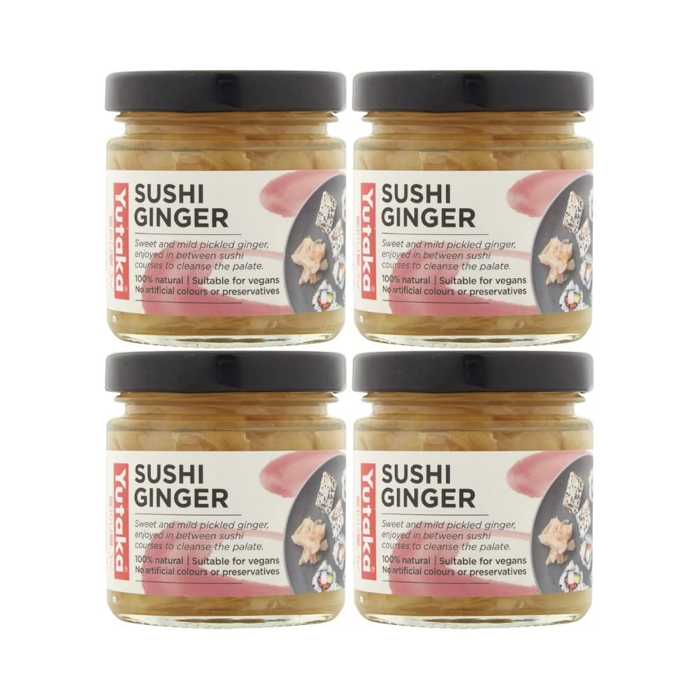 Yutaka - Sushi Ginger, Pickled Ginger Slices - 120g x 4 Pack - Sweet & Mild, 100% Natural, Vegan - Friendly, Perfect for Sushi, Sashimi and Asian Cuisine, No Artificial Colours or Preservatives - Xihaha Oriental Food & Gifts