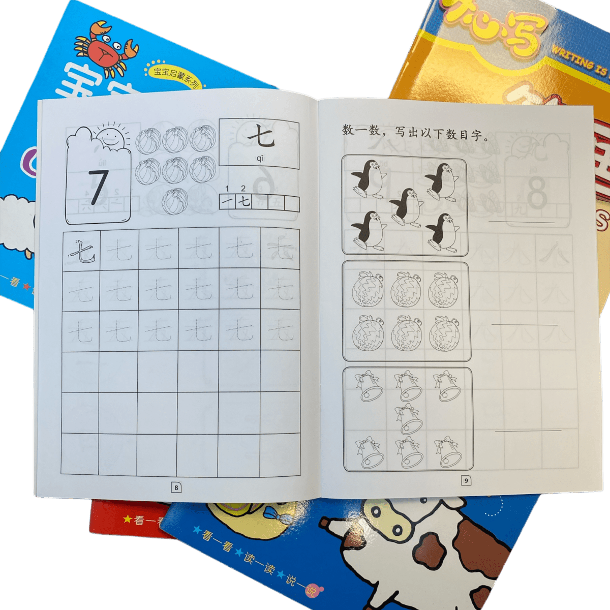 5 x Chinese Kids Learning Books Writing Numbers Baby Bilingual Set - Xihaha Oriental Food & Gifts