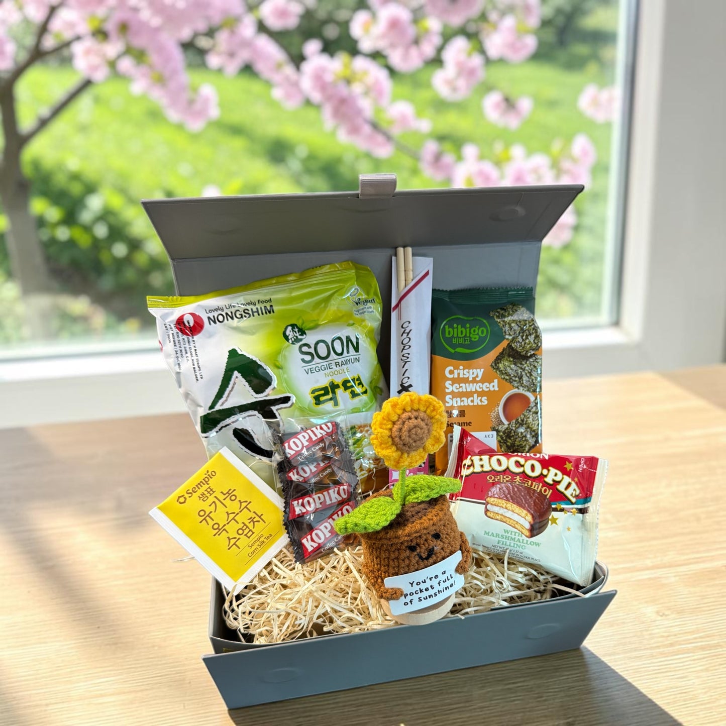 Korean Comfort Gift Box with Positive Crochet Flower