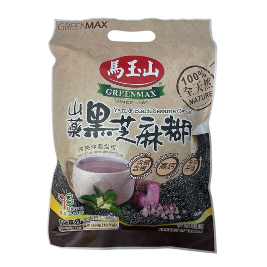 Greenmax Yam & Black Sesame Cereal 360g (12 x 30g Sachets) – Taiwanese Instant Grain Drink