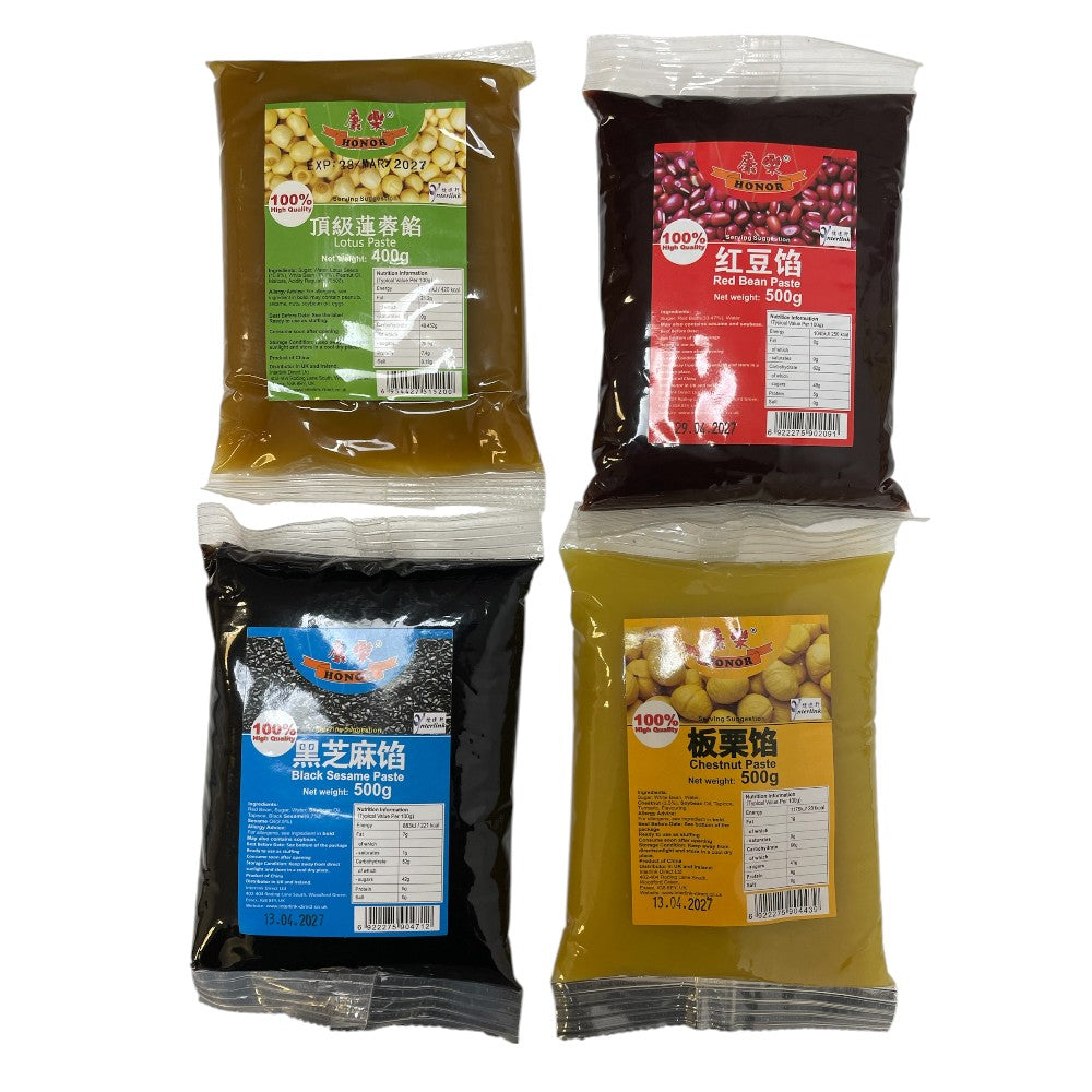 Honor Chinese Sweet Paste Filling 400g–500g – Red Bean, Lotus Seed, Black Sesame or Chestnut