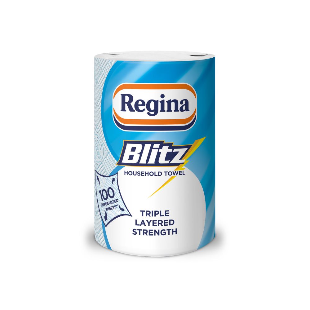 Regina Blitz Bigger Roll Household Towel – 100 Super-Sized 3-Ply Sheets - Choose