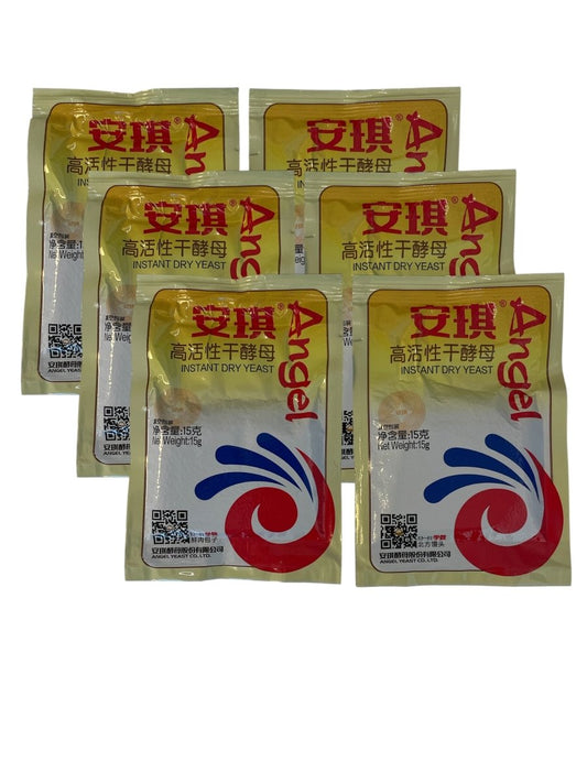 Angel Instant Dry Yeast 15g x 6 Sachets – Fast Acting Baking Yeast for Bread, Bao, Dumplings, Steamed Buns & Home Baking – Total 90g - Xihaha Oriental Food & Gifts