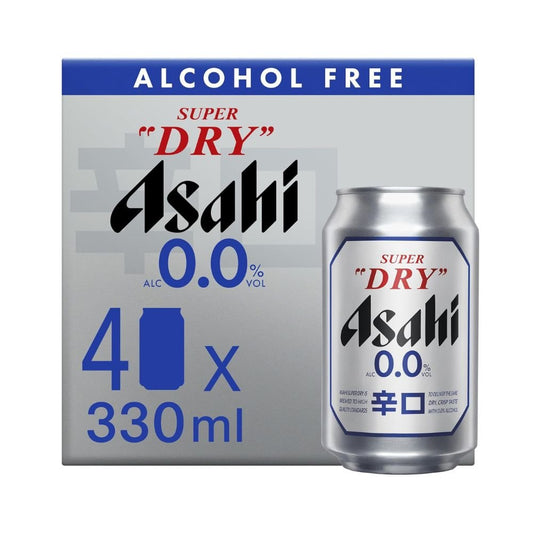 Asahi Super Dry 0% Alcohol Free Beer 4 x 330ml Cans Japanese Style Lager Alternative - Xihaha Oriental Food & Gifts