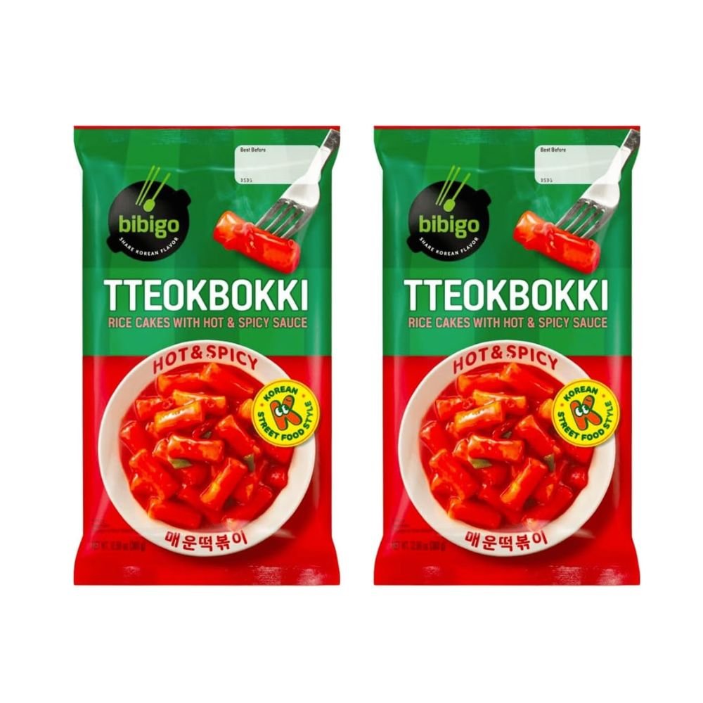 Bibigo Topokki Rice Cake with Hot & Spicy Sauce 360g x 2 packs **BBD 24 Sept 2026** - Xihaha Oriental Food & Gifts