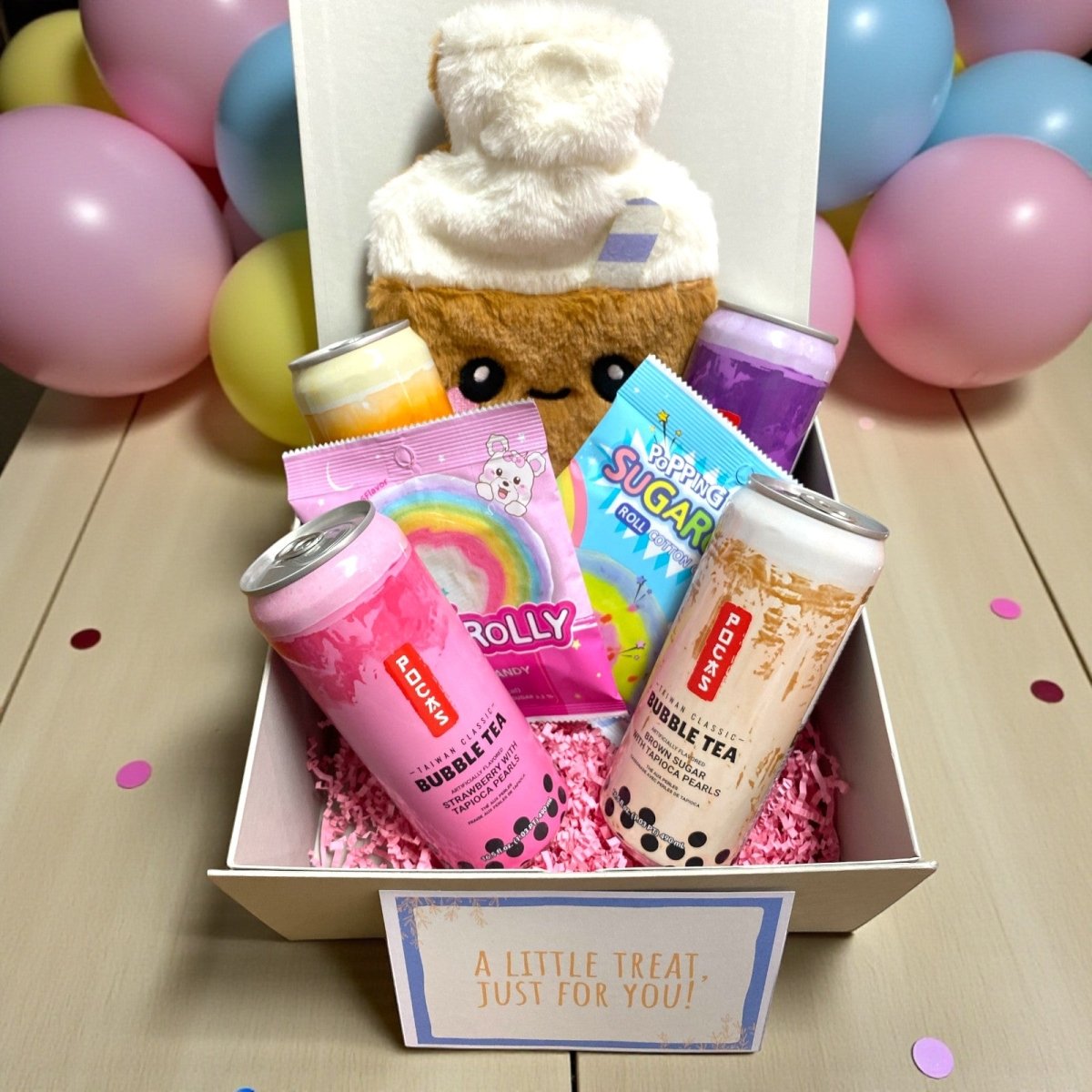 Bubble Tea Lover Gift Hamper – 4 Bubble Teas & Kawaii Boba Plush Hot Water Bottle | Birthday Treat Box - Xihaha Oriental Food & Gifts