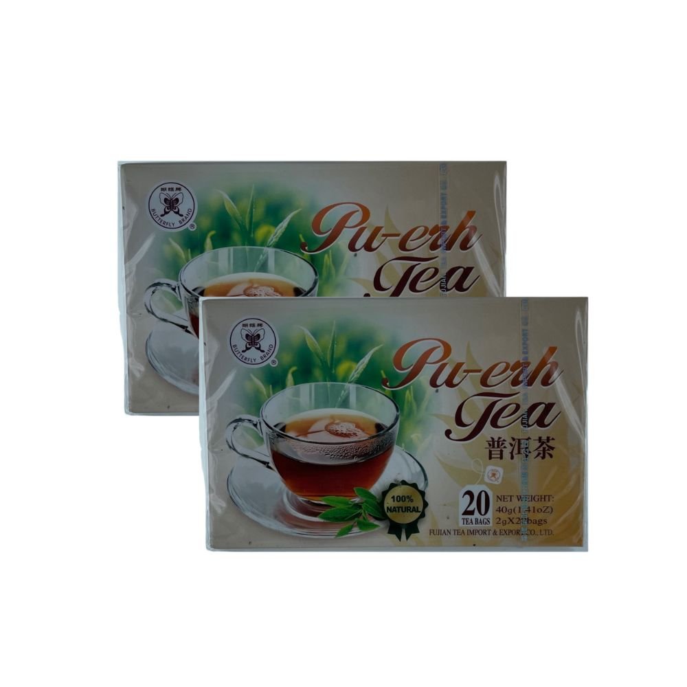 Butterfly Puerh Puer Pu-Erh Chinese 40 Tea Bags (20 Teabags) (Pack of 2) - Xihaha Oriental Food & Gifts