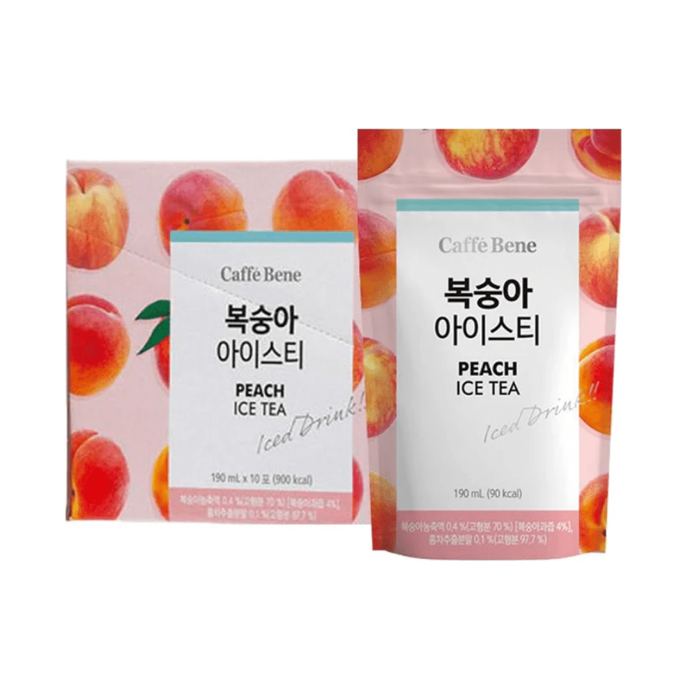 Caffe Bene Peach Ice Tea - Iced Fruity Drink Pouch 190ml (Pack of 10) - Xihaha Oriental Food & Gifts