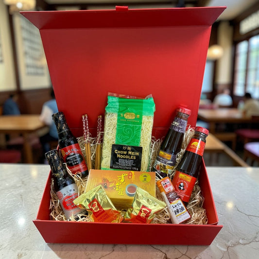 Chinese Cooking Starter Gift Set Hamper – Chow Mein Noodle Kit with Sauces, Chopsticks & Fortune Cookies | Housewarming Food Gift - Xihaha Oriental Food & Gifts
