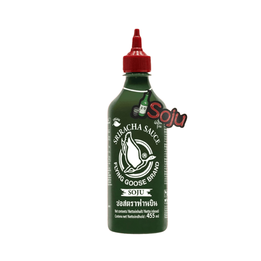 Flying Goose Sriracha Soju Chilli Sauce 455ml – Vegan Gluten - Free Spicy Chilli Sauce with Garlic for Noodles, BBQ, Stir Fry & Dipping - Xihaha Oriental Food & Gifts