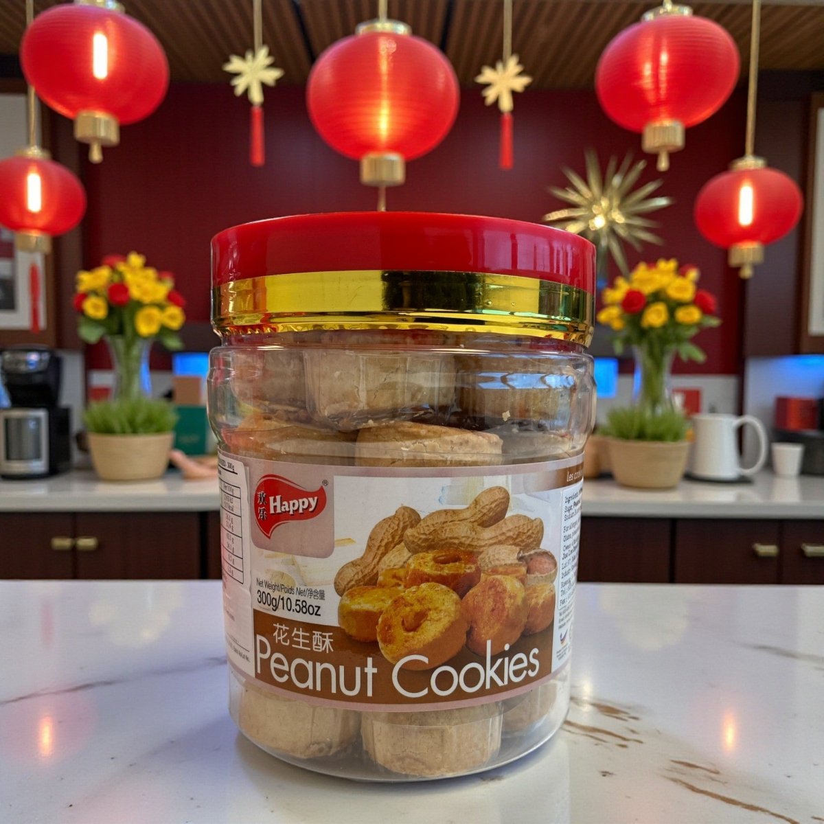 Happy Peanut Cookies Biscuits 300g – Traditional Asian Peanut Shortbread Snack - Xihaha Oriental Food & Gifts